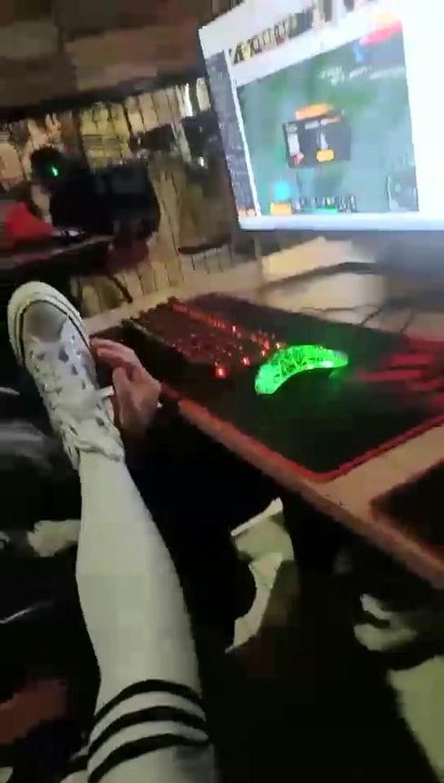 【TZ8680】00小主网吧调教开发素人帆布鞋长筒棉袜2506