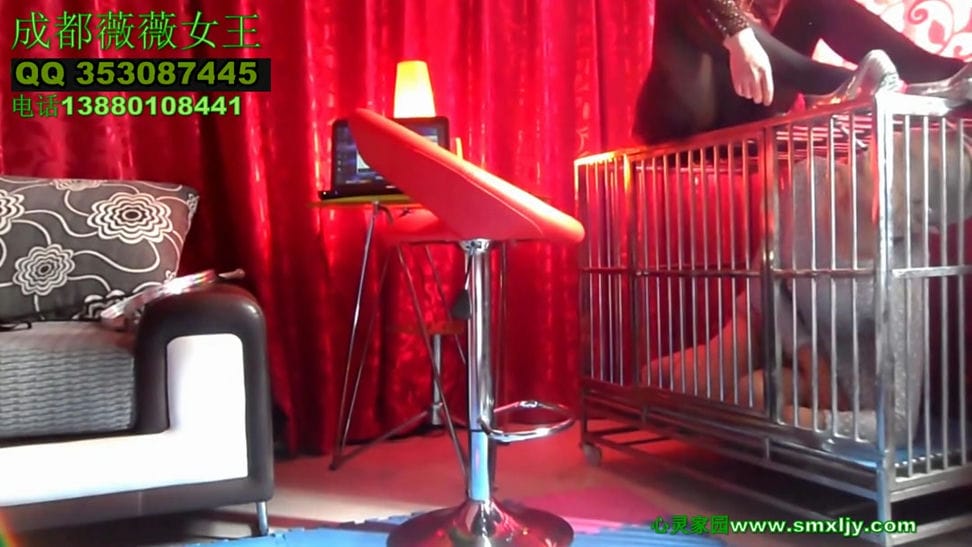 【艾彩1701】成都薇薇女王狗笼CD奴舔鞋（上）_薇薇女王玩弄圈养狗